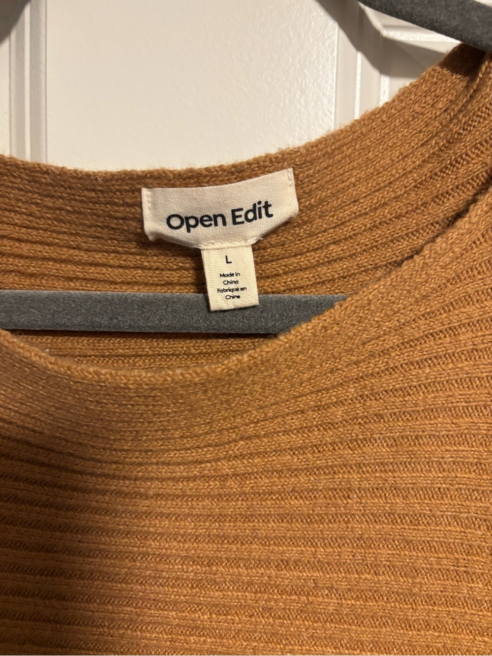 Open Edit Oversized Ribbed Knit Sweater - Camel - Picture 3 of 4